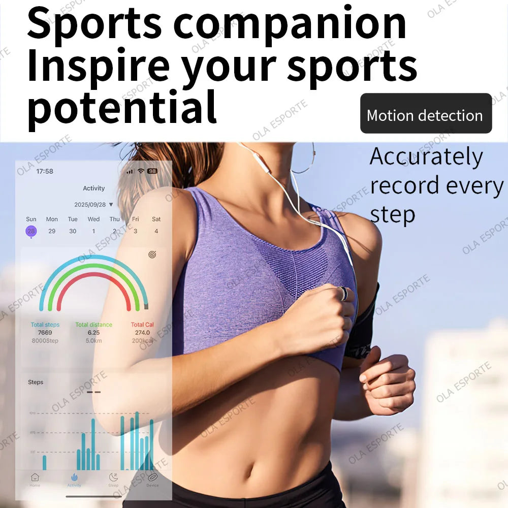 US Local Smart Ring with LED Display Screen Call Reminder Heart Rate Blood Oxygen Monitor IP68 Waterproof Multi Sports Mode Gift