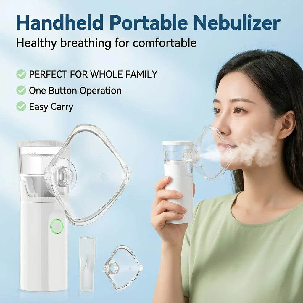 Portable Nebulizer for Humans&Animals Use Low-Noise USB Rechargeable Handheld Cool Mist Steam Inhaler for Breathing Problems