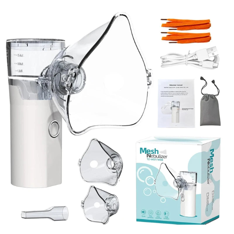 Portable Nebulizer for Humans&Animals Use Low-Noise USB Rechargeable Handheld Cool Mist Steam Inhaler for Breathing Problems
