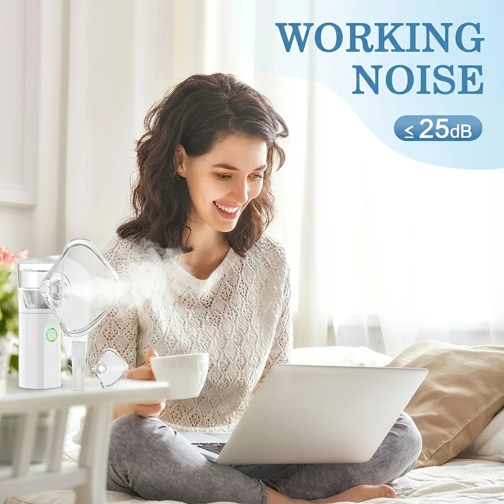 Portable Nebulizer for Humans&Animals Use Low-Noise USB Rechargeable Handheld Cool Mist Steam Inhaler for Breathing Problems