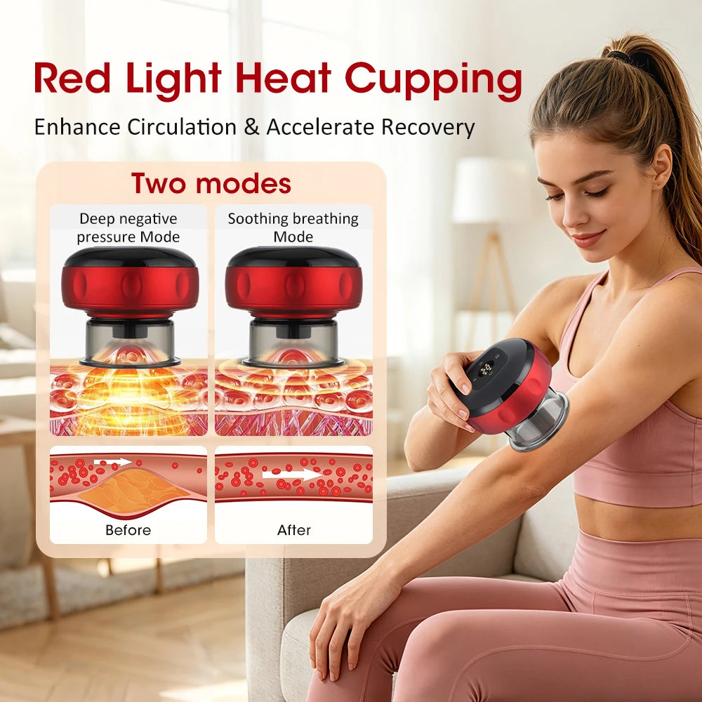 Electric Cupping Massager Vacuum Suction Cups Smart Scraping Gua Sha Device Back Body Cellulite Body Slim Device