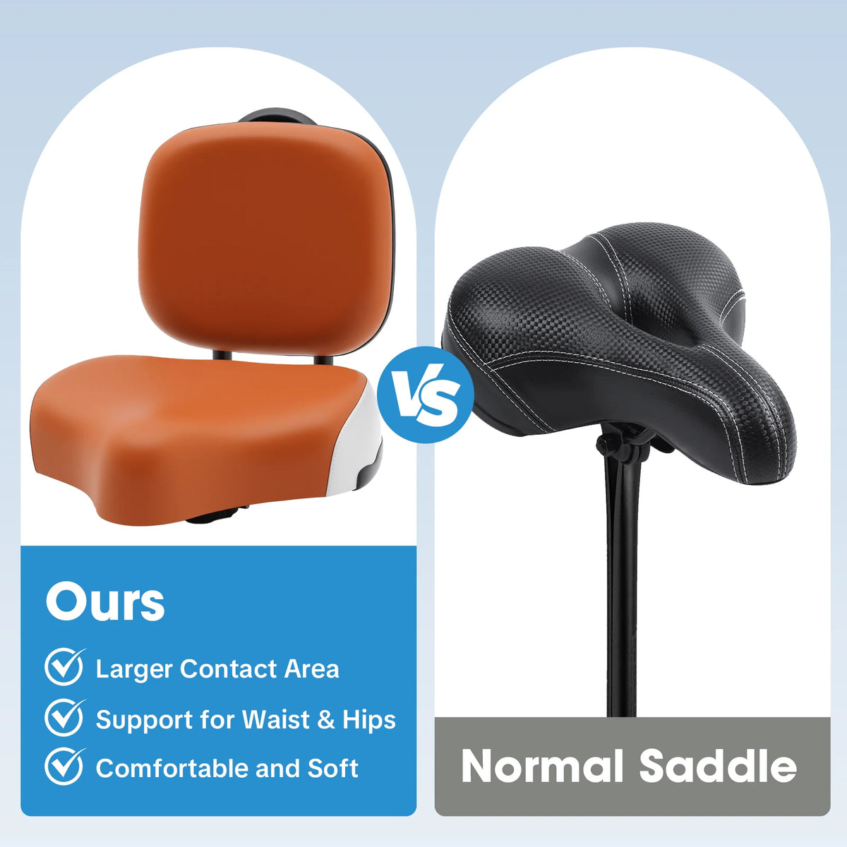 Brown / Gray Bike Seat, Bike Seat with Backrest, Tricycle Saddle Pad, Adjustable Height 9.05-13.77 Inch, Wide Thick Cushion, Ergonomic, Comfortable, Durable Iron, PE Foam, Easy Install, For E-Bike, Scooter, Universal Fit