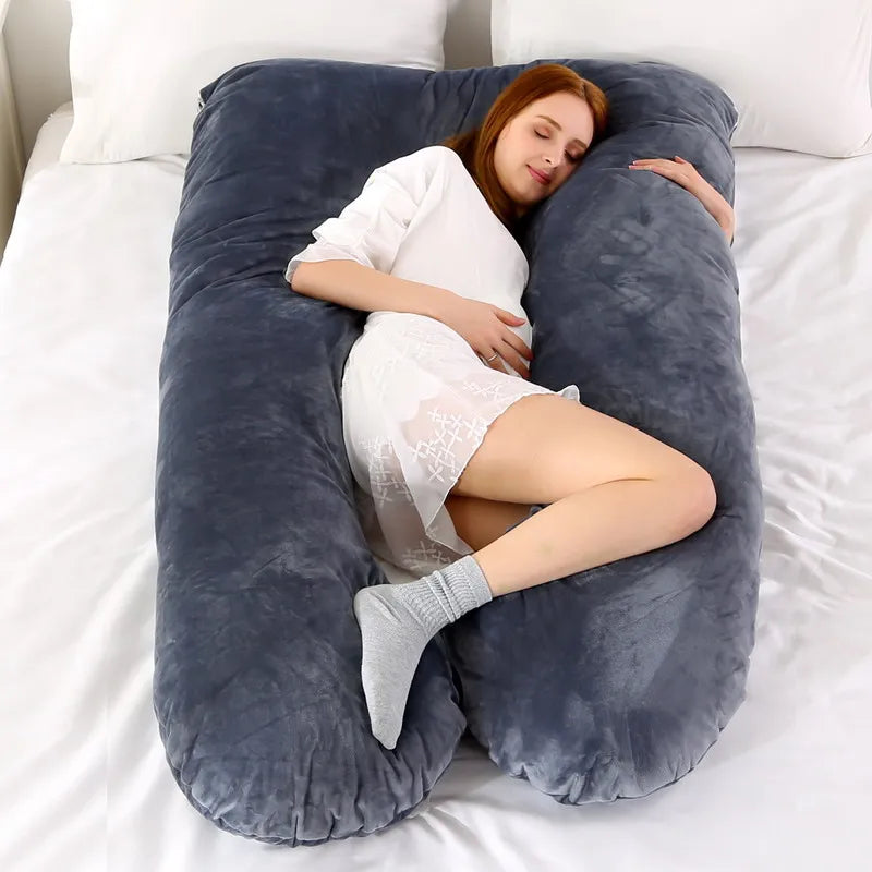 Soft 130x70cm Full Body Pregnancy Pillow Maternity Support Cushion for Expectant Mothers Side Sleep Nursing Breastfeeding Household Rest Use
