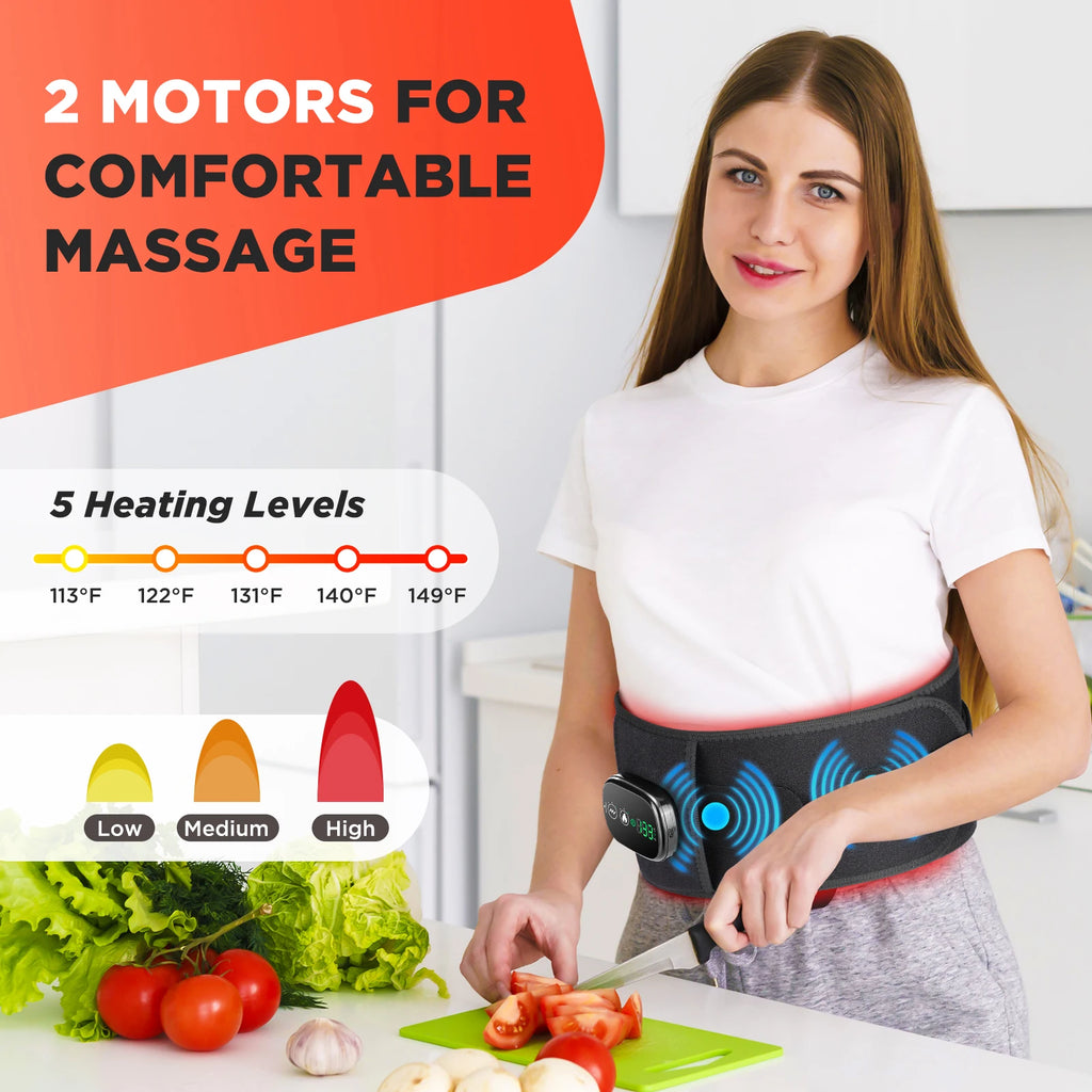 5-speed Heated Waist Belt Lower Back Lumbar Support Heating Pad 3 Vibration Massage Brace Abdomen Warm Menstrual Care Wrap