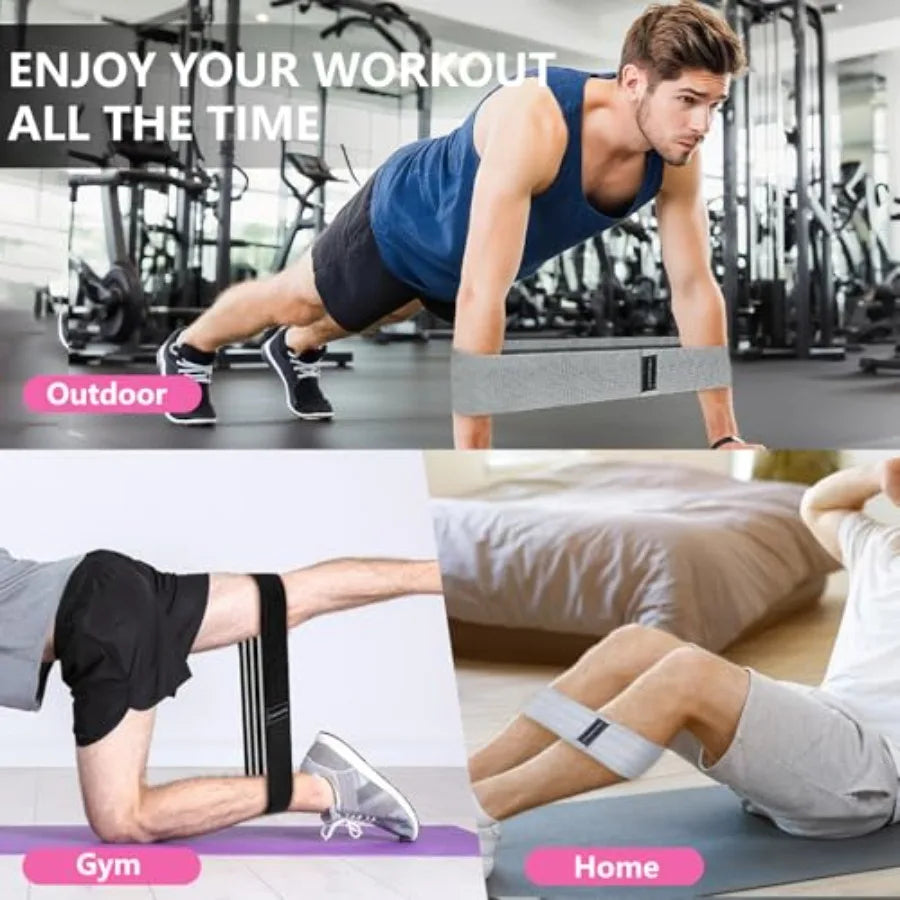 Exercise Bands, 3 Levels Fabric Resistance Bands for Working Out, Workout Bands Resistance for Women and Men, Multi-Colored Fab