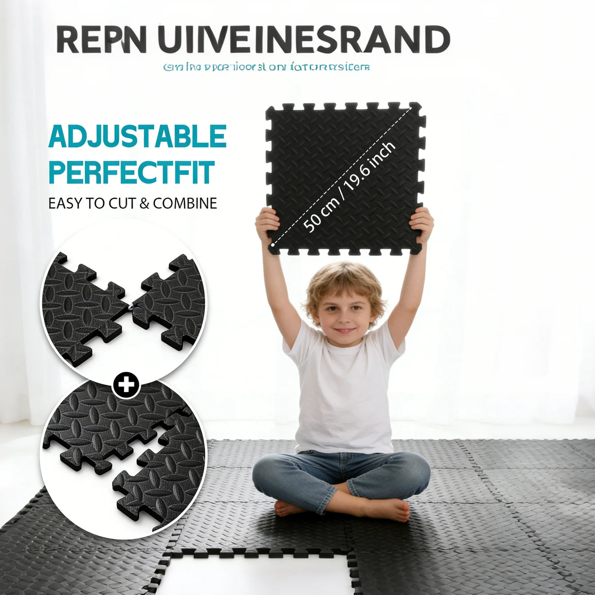 Puzzle Exercise Mat 0.4in, EVA Interlocking Foam Floor Tiles for Home Gym, Mat for Home Workout Equipment, 20in X 20in-In-64sqft.