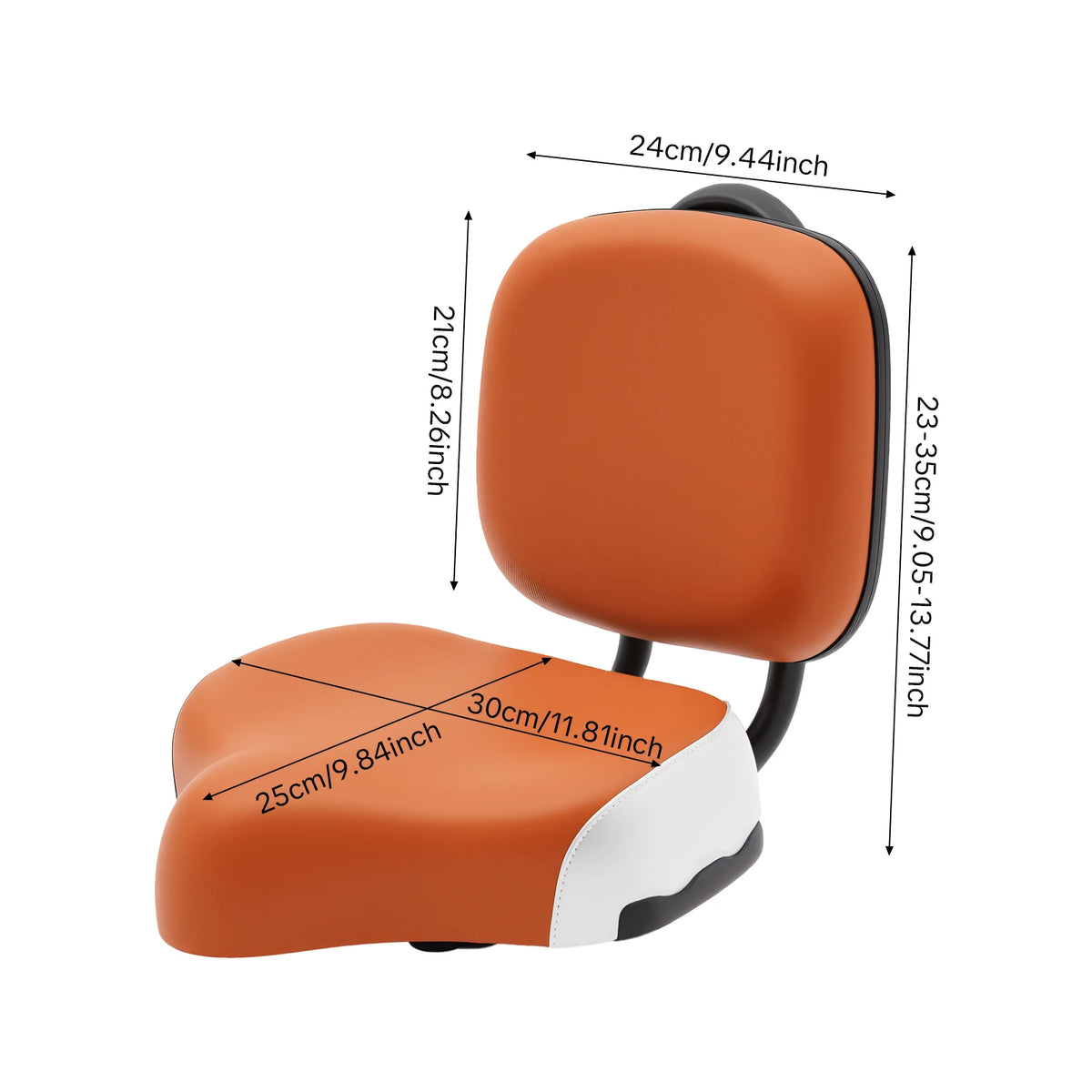 Brown / Gray Bike Seat, Bike Seat with Backrest, Tricycle Saddle Pad, Adjustable Height 9.05-13.77 Inch, Wide Thick Cushion, Ergonomic, Comfortable, Durable Iron, PE Foam, Easy Install, For E-Bike, Scooter, Universal Fit