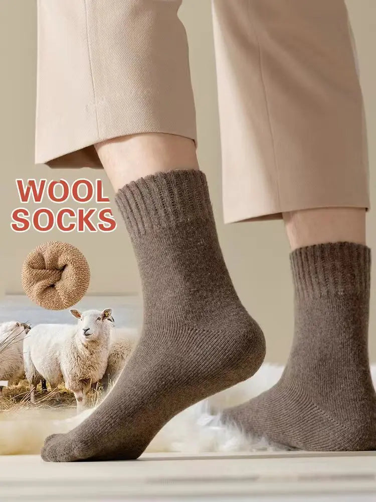 3Pairs Wool Socks Japanese And Korean Style Winter Warm Harajuku Sock Merino Rabbit Socks Against Cold Snow Winter Warm Male Sox