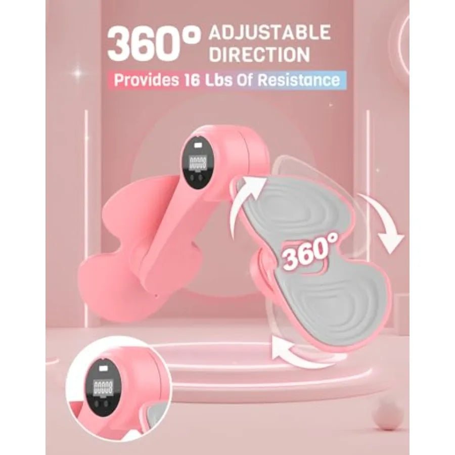 Thigh Trainer for Women with 3 Resistance Bands, Inner Thigh Exerciser with Screen, Pelvic Floor Exercise Device, Kegel Exercis