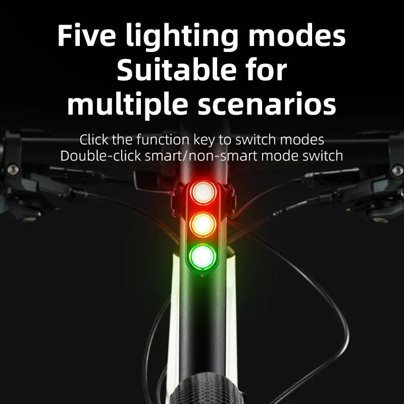 ROCKBROS Bicycle Smart Brake Tail Light MTB Road Bike Auto Brake Sensing Light IP64 Waterproof Type-C Charging Warning Taillight
