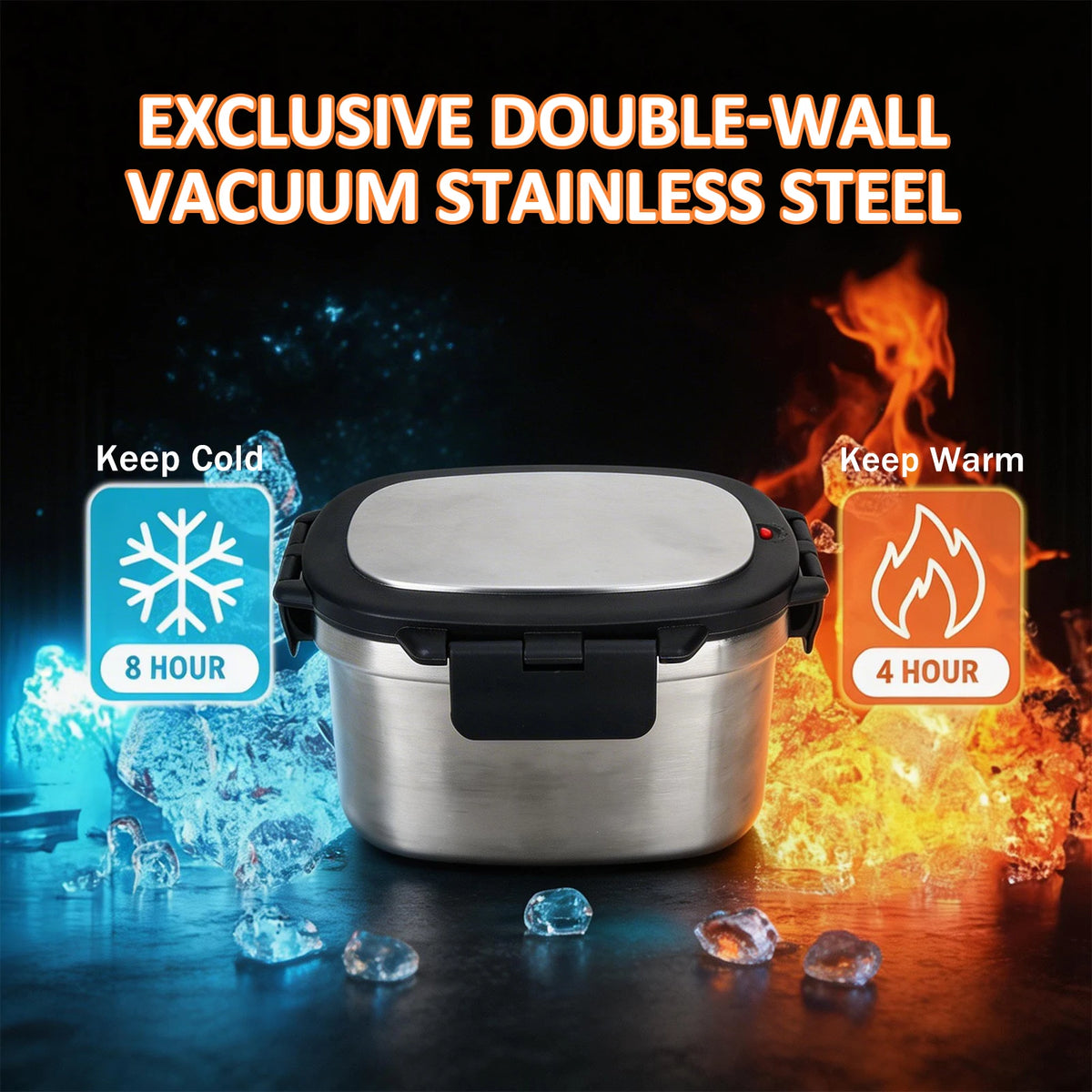 KOOMADE Vacuum Insulated Lunch Box with Thermal Bag 304 Stainless Steel Leakproof Divided Bento Box Keep Warm 4H Cold 8H Portable Food Container for Office Picnic