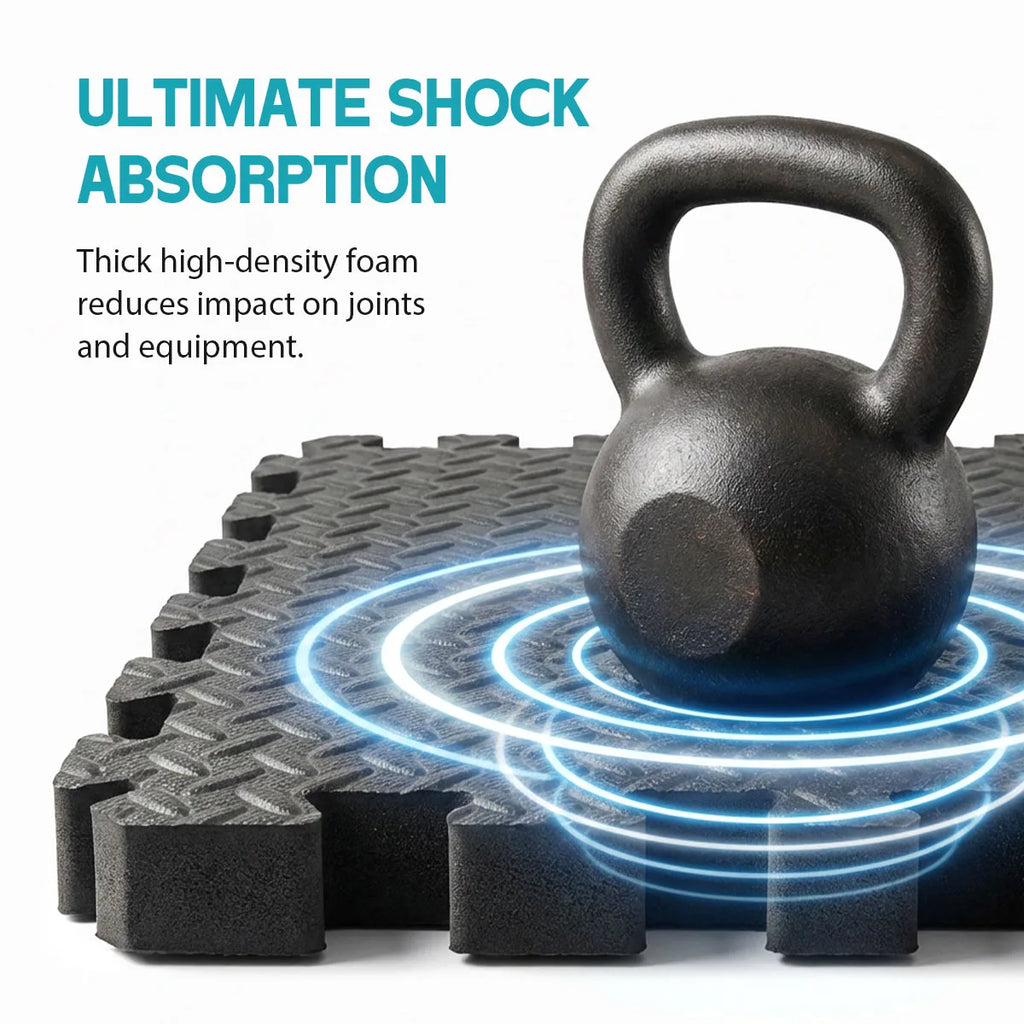 Puzzle Exercise Mat 0.4in, EVA Interlocking Foam Floor Tiles for Home Gym, Mat for Home Workout Equipment, 20in X 20in-In-64sqft.
