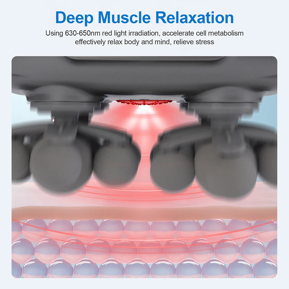 22 Heads Fascia Gun Deep Tissue Muscle Massager with 9 Intensities Red Light Full Body Relaxation for Neck Back Waist Legs Wireless Handheld Massage Gun