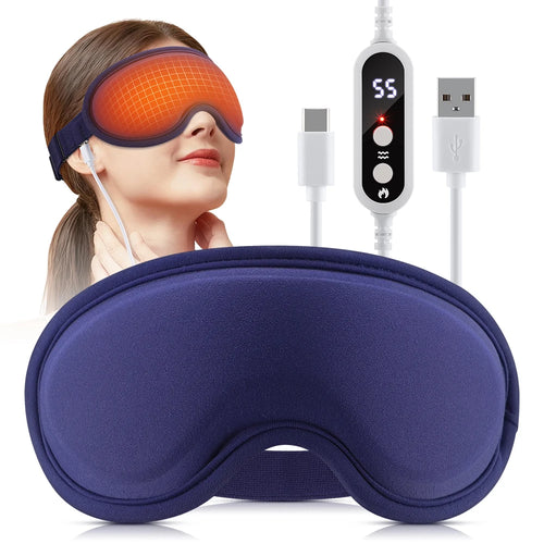 3D Rechargeable Heated Eye Mask Adjustable Heat Massage for Dry Eyes Relieves Eye Strain Sleep Aid Eyeshade for Office And Home