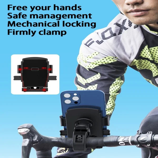 Universal Bicycle Phone Mount Anti-Shock Cycling Handlebar Holder for 4.7-6.8 Inch Smartphone MTB Road Bike Accessories