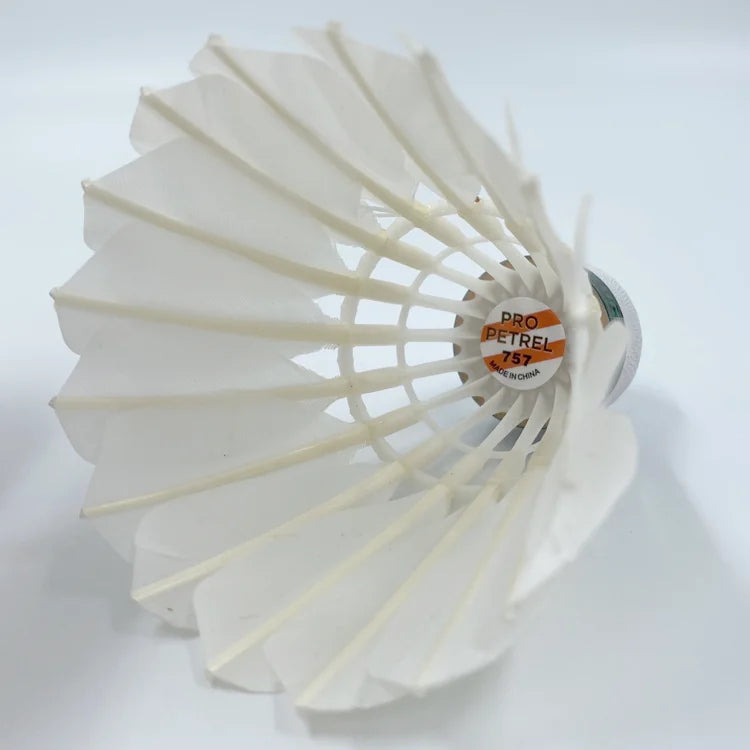 Pro Petrel 757 3in1 Hybrid Badminton Shuttlecocks 12Pcs Goose Feather PU Cork Speed 75-78 Durable Indoor Outdoor Training