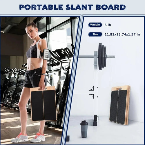 Adjustable Wooden Calf‑Stretching Slant Board, Portable Non‑Slip Incline Ankle Stretch Platform, Foldable Leg‑Stretcher Equipment for Squat Training, Achilles Tendon Physical Therapy, Home Gym Workout