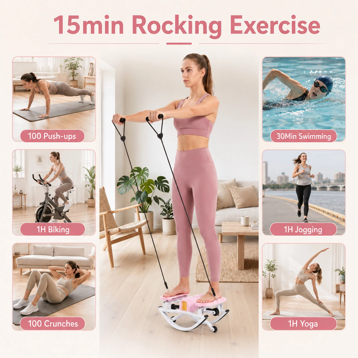 Rock Stepper Side to Side Lateral Rocking Stepper, 250 LBS Capacity Mini Stepper Machine for Full Body Workout, Low Impact Home Exercise Equipment for Apartment Office Gym Use