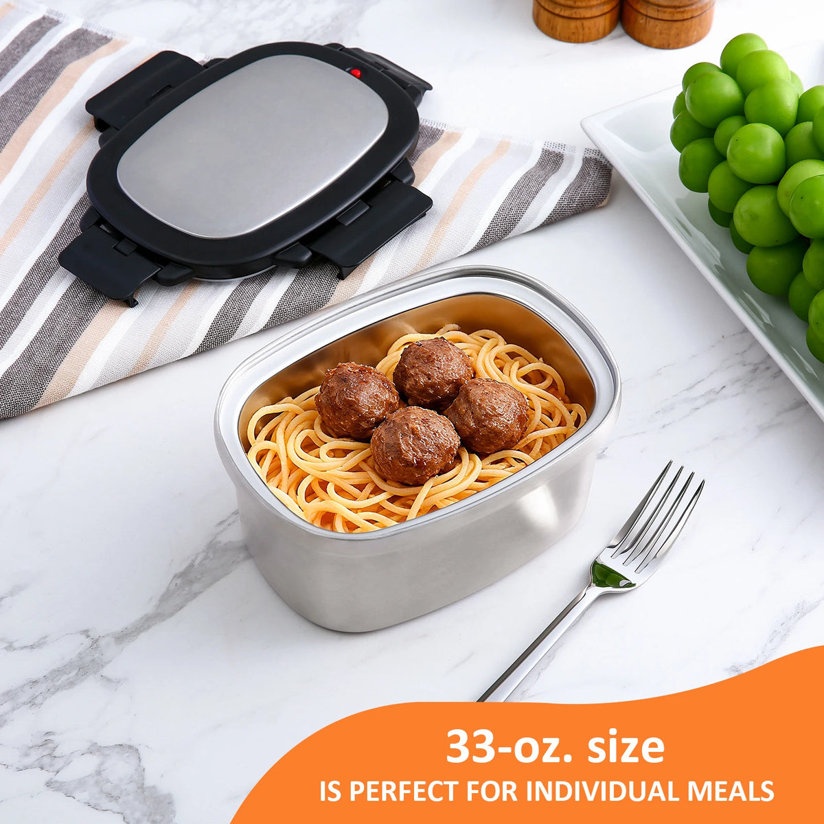 KOOMADE Vacuum Insulated Lunch Box with Thermal Bag 304 Stainless Steel Leakproof Divided Bento Box Keep Warm 4H Cold 8H Portable Food Container for Office Picnic