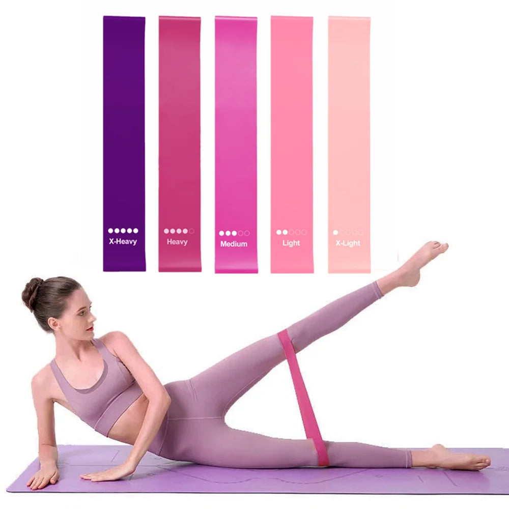 Set of 5 Resistance Exercise Loop Bands Fitness Yoga Resistance Band TPE Pink
