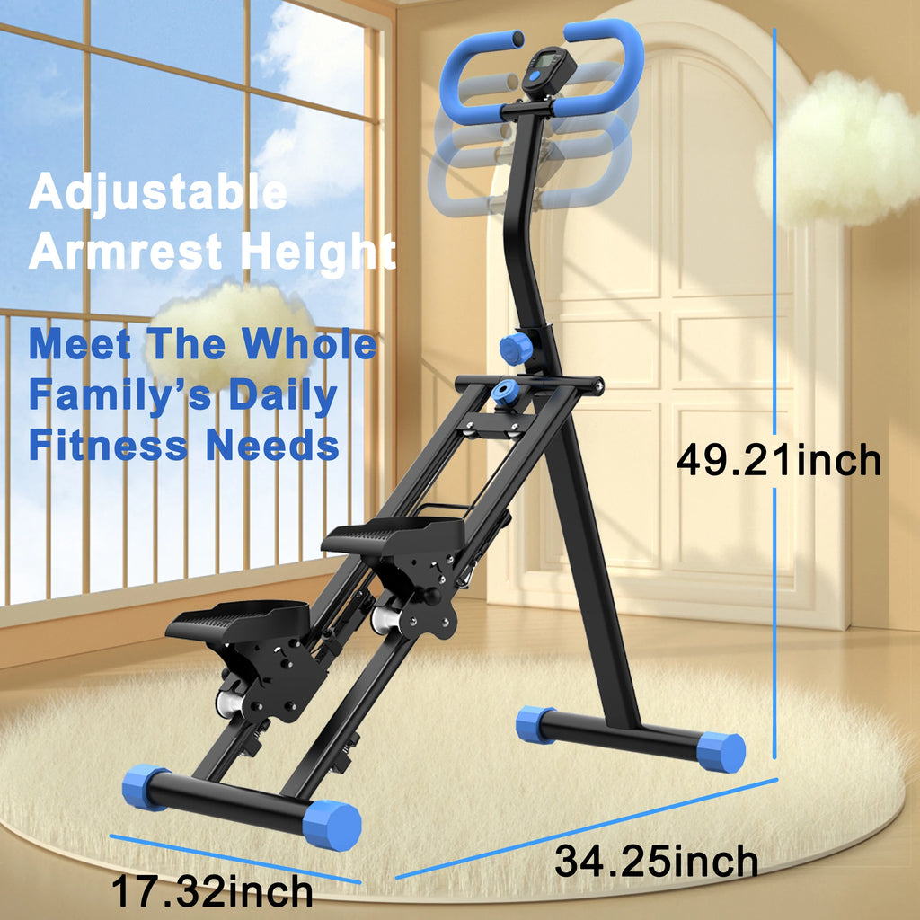 Vertical Climber Machine, Foldable Stair Stepper for Home Gym, Full Body Workout Fitness Equipment with Adjustable Handlebars, 265LBS Capacity, Blue