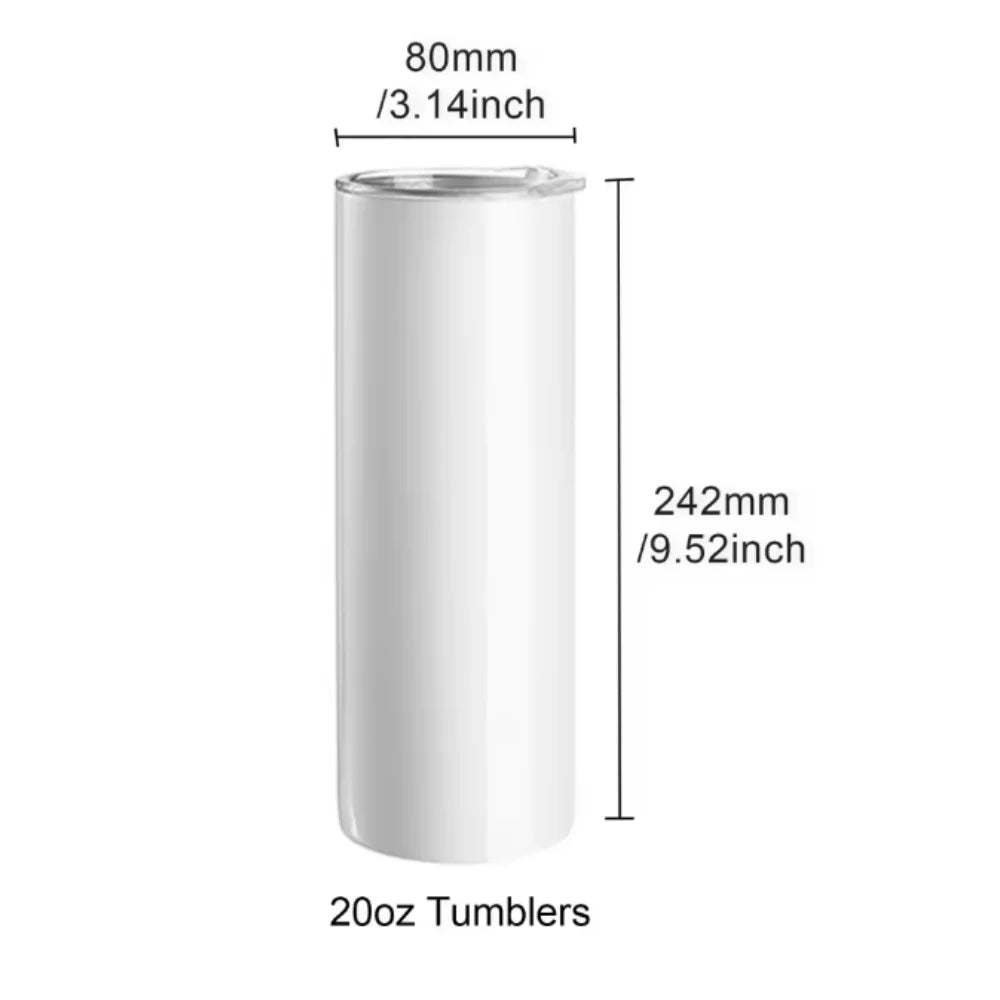 HTVRONT 8 Pack 20 OZ Sublimation Tumbler Blanks Skinny Straight in Bulk, Stainless Steel Insulated Sublimation Tumbler