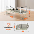 SucceBuy Foldable Pilates Reformer Pilates Workout Machine for Home Gym Studio Use Pilates Bed with Dual Resistance-Spring&Cord
