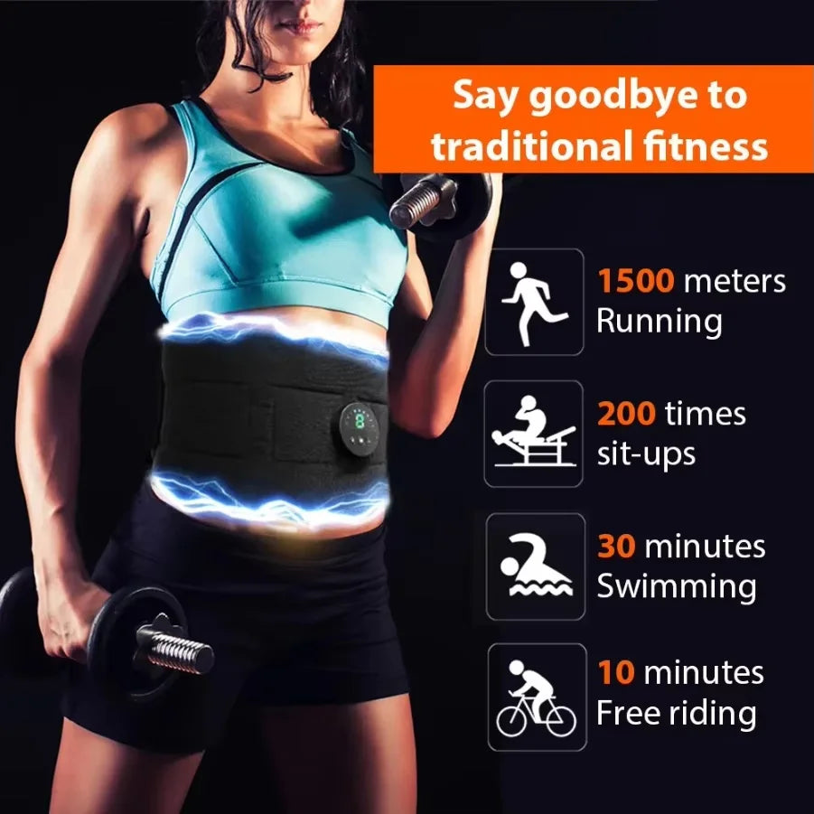 EMS Abdominal Muscle Trainer 6 Modes Abdominal USB Rechargeable ABS Training Belt Exercise Fitness Equipment Muscle Massager