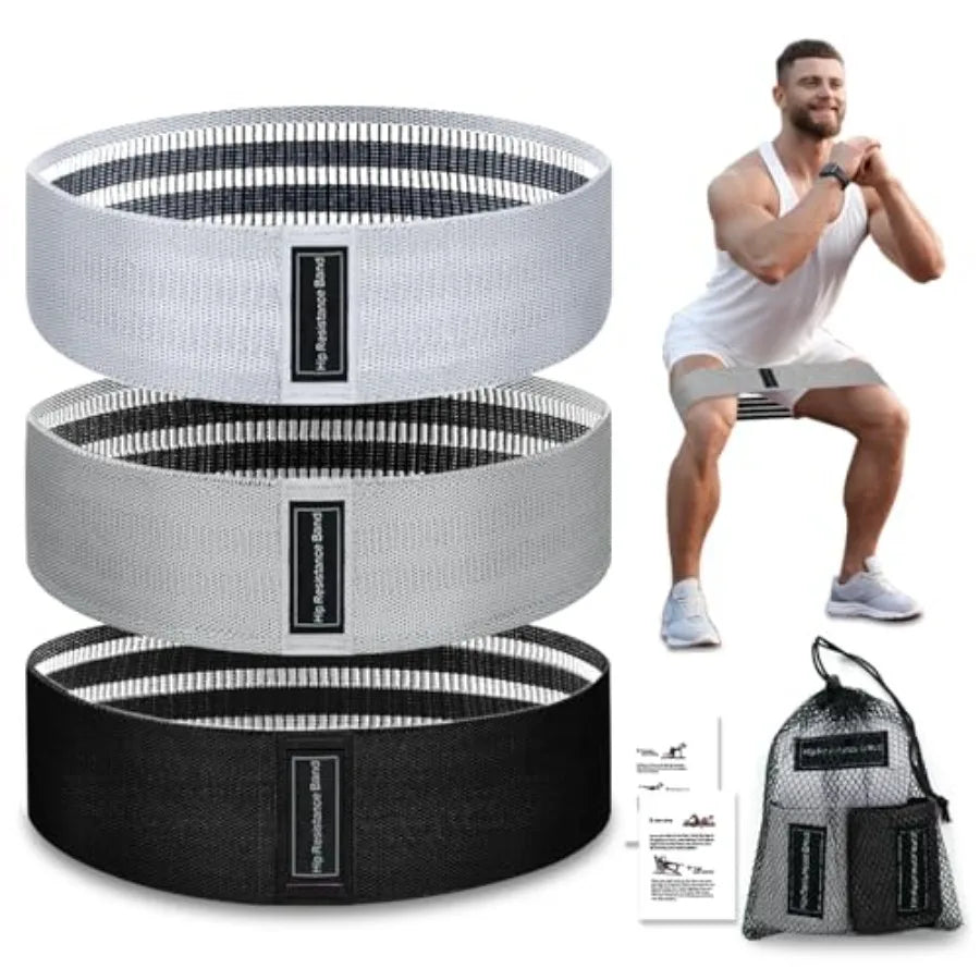 Exercise Bands, 3 Levels Fabric Resistance Bands for Working Out, Workout Bands Resistance for Women and Men, Multi-Colored Fab