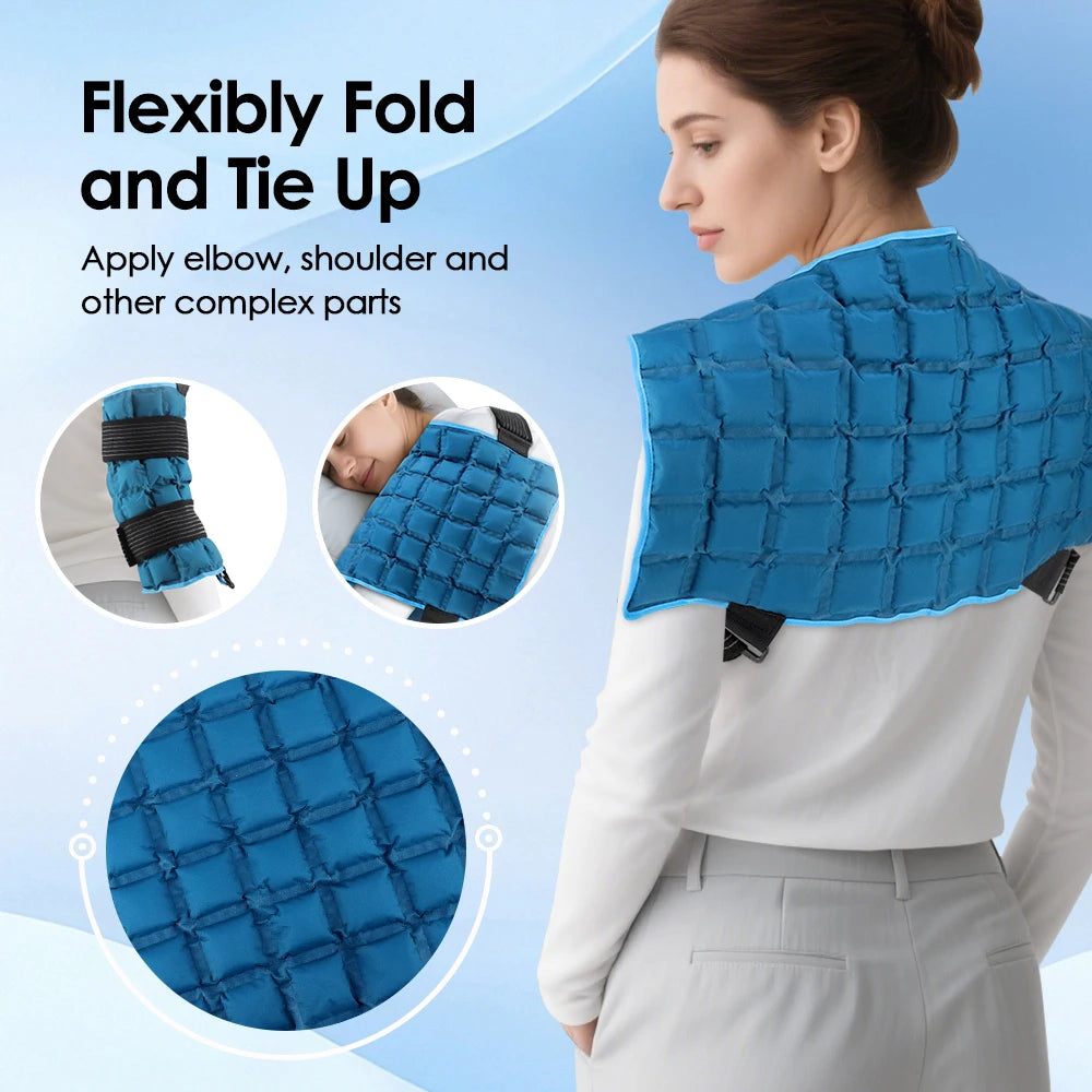 Reusable Hot Cold Wrap for Back Shoulder Knee Leg - Self-Absorbing Ice Pack Microwave Heating Pad with 2 Straps