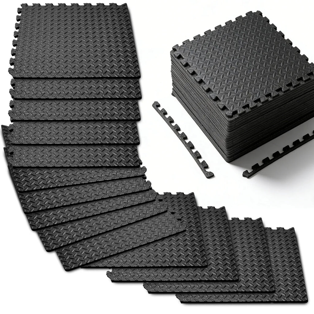 Puzzle Exercise Mat 0.4in, EVA Interlocking Foam Floor Tiles for Home Gym, Mat for Home Workout Equipment, 20in X 20in-In-64sqft.
