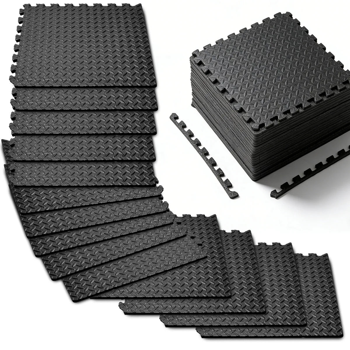Puzzle Exercise Mat 0.4in, EVA Interlocking Foam Floor Tiles for Home Gym, Mat for Home Workout Equipment, 20in X 20in-In-64sqft.