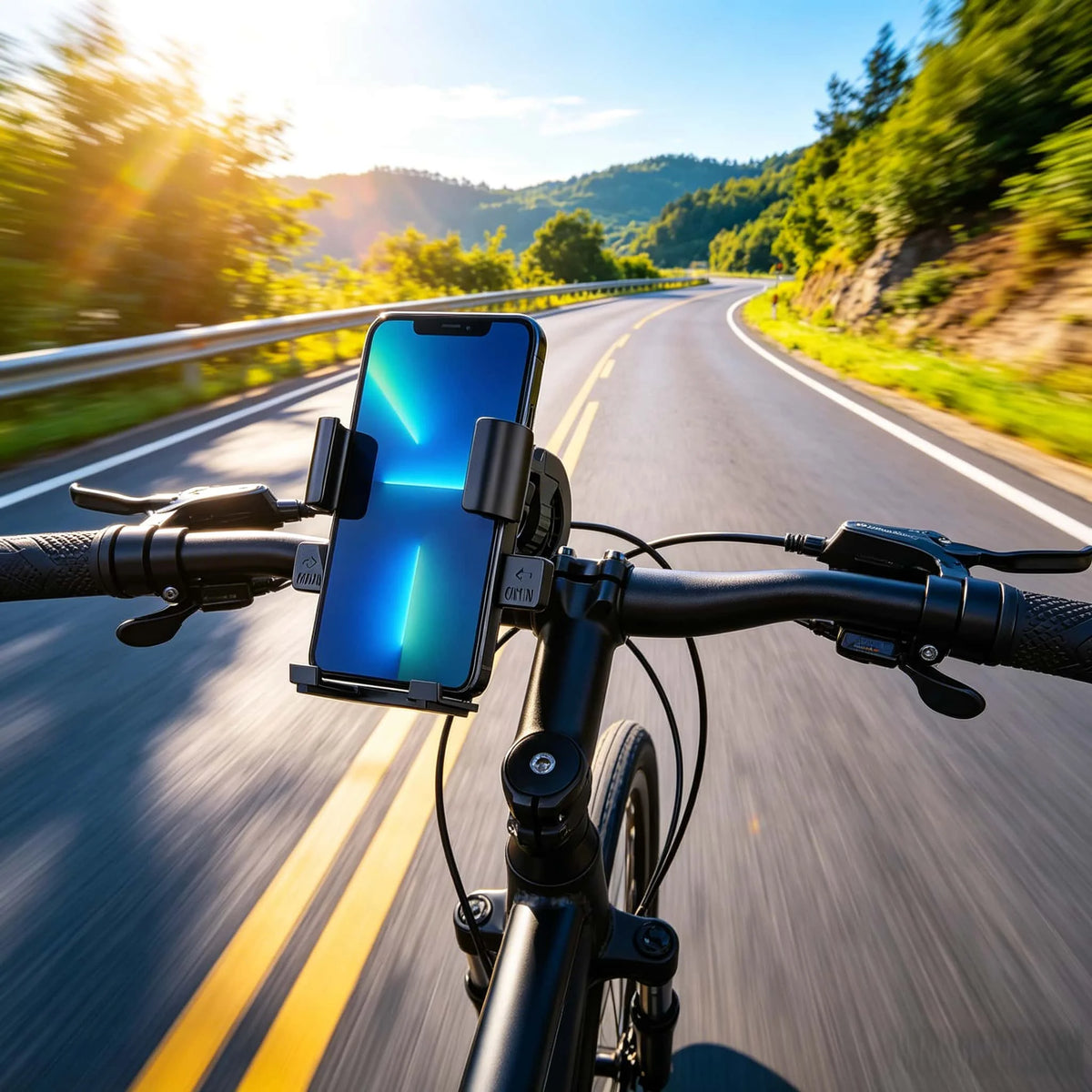 Universal Bicycle Phone Mount Anti-Shock Cycling Handlebar Holder for 4.7-6.8 Inch Smartphone MTB Road Bike Accessories