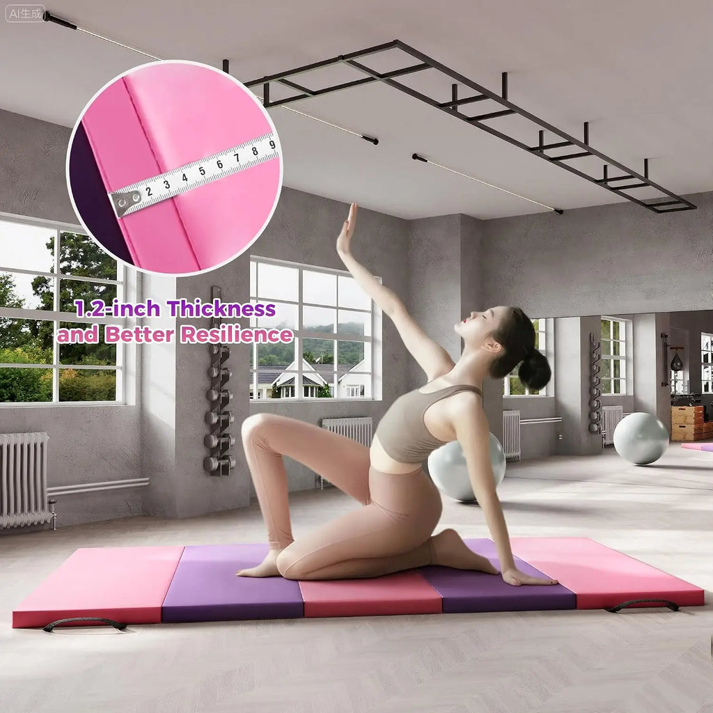 Foldable Yoga Mat Gymnastics Mat 5-Fold Exercise Floor Mat For Home Gym, Yoga, Pilates, Tumbling Training Non-Slip Surface Travel Fitness Exercise Mat