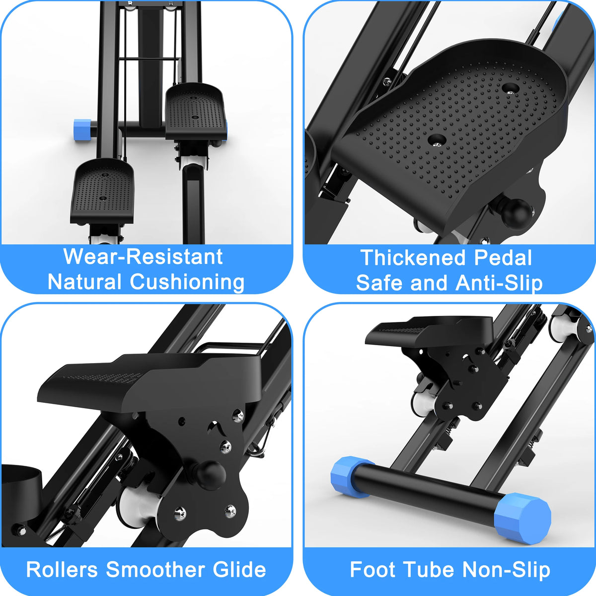 Vertical Climber Machine, Foldable Stair Stepper for Home Gym, Full Body Workout Fitness Equipment with Adjustable Handlebars, 265LBS Capacity, Blue