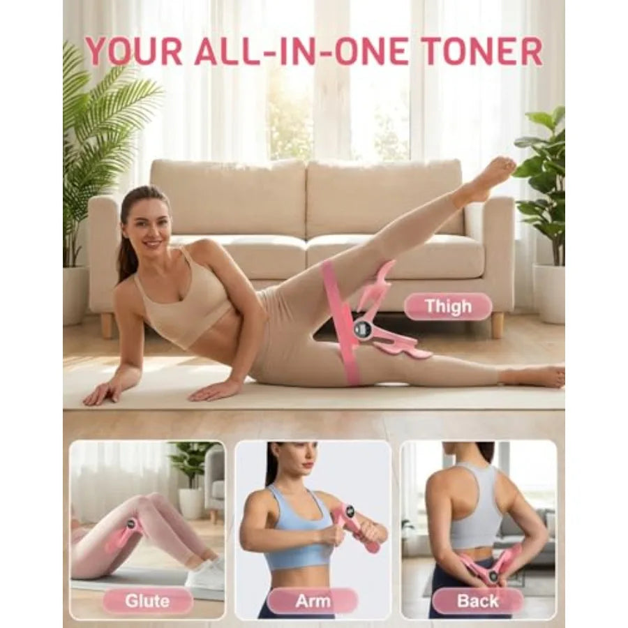 Thigh Trainer for Women with 3 Resistance Bands, Inner Thigh Exerciser with Screen, Pelvic Floor Exercise Device, Kegel Exercis