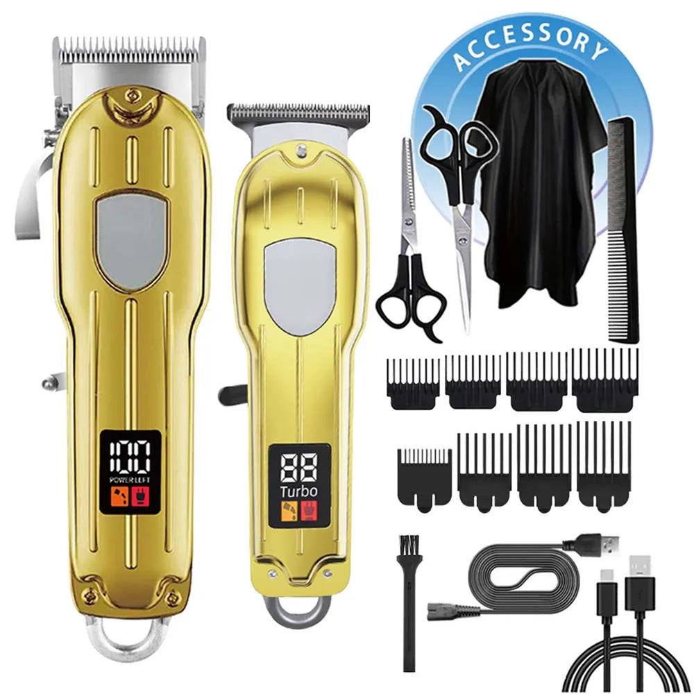 Professional 3-in-1 Hair Clipper Set for Men – Cordless Electric Shaver, T-Blade Trimmer & Hair Clipper with LCD Display, USB Charging, Beard & Hair Grooming Kit for Barber & Home Use , Gifts
