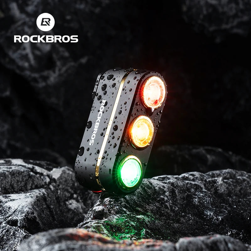 ROCKBROS Bicycle Smart Brake Tail Light MTB Road Bike Auto Brake Sensing Light IP64 Waterproof Type-C Charging Warning Taillight
