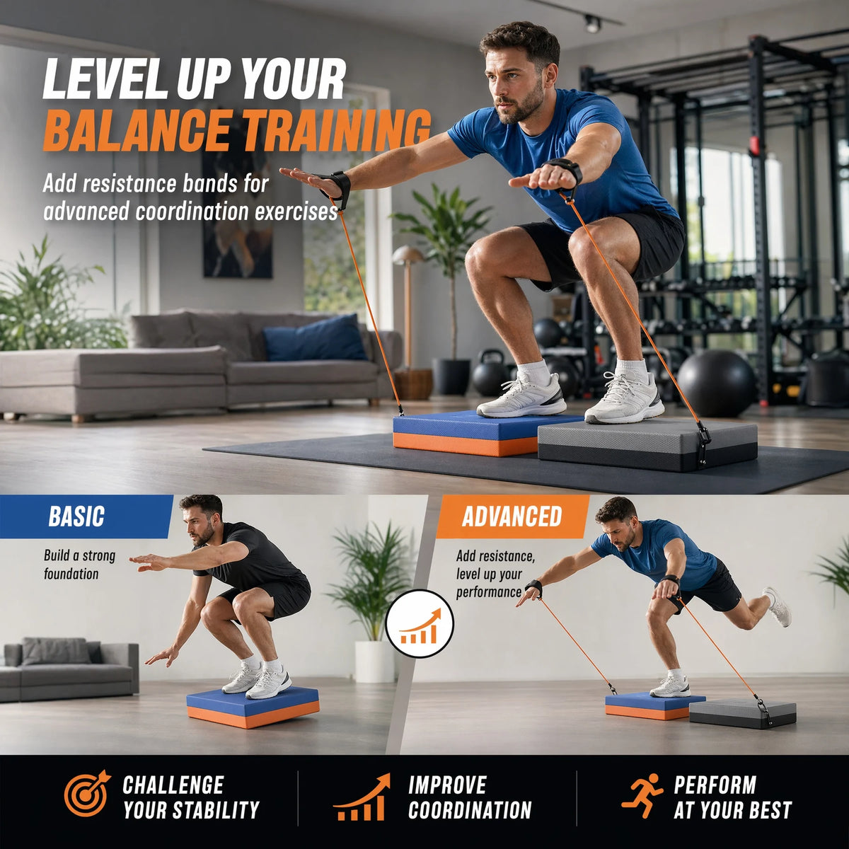 HAPBEAR Exercise Balance Pad - 15"x12" Non-Slip Textured Bottom Stability Training Mat - 2.25" Thick Soft Cushioned Foam for Physical Therapy, Core Training & Home Workouts