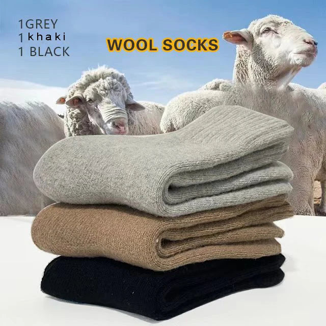 3Pairs Wool Socks Japanese And Korean Style Winter Warm Harajuku Sock Merino Rabbit Socks Against Cold Snow Winter Warm Male Sox
