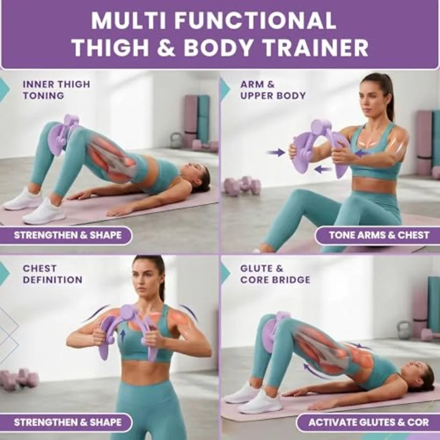 Thigh Master with Hand Gripper, Pelvic Floor Muscle Thigh Trainer, Inner Thigh Exerciser Equipment for Women and Men, Home Gym