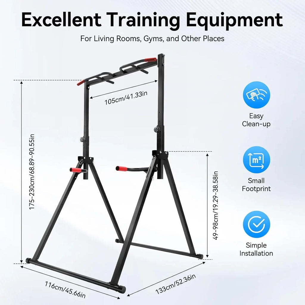 Pull Up Bar Dip Bar Power Tower Workout Dip Station Height Adjustable Free Standing Chin Up Bar Home Gym Equipment 440LBS Weight