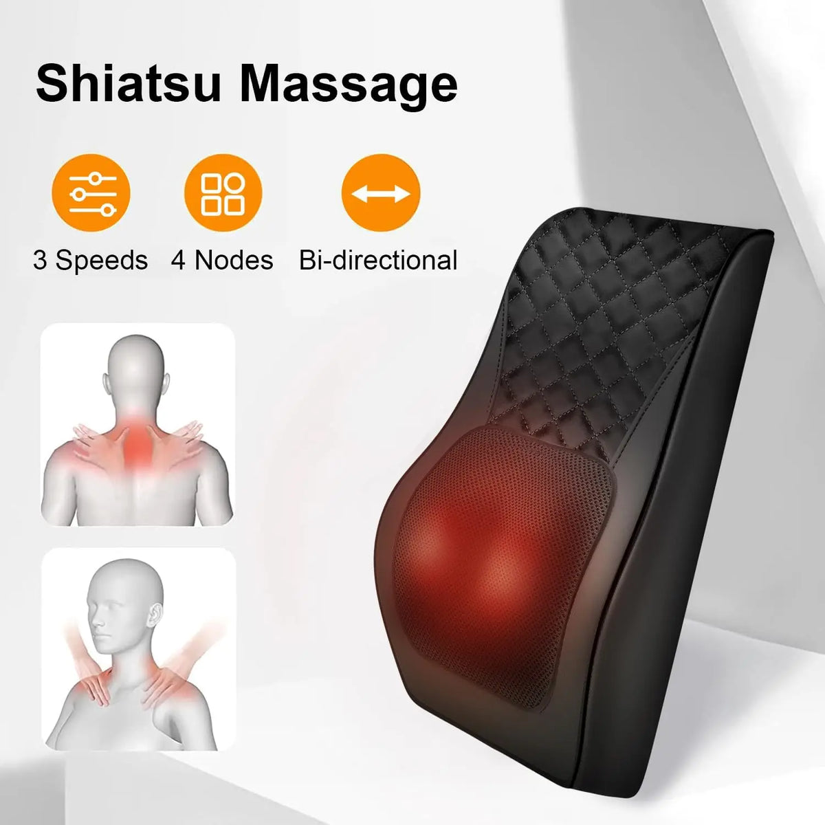 Leercon Neck Massager with Heat, 3D Kneading Massage Pillow for Neck and Back, Shoulder, for Stress Relax at Woman Man Home Office
