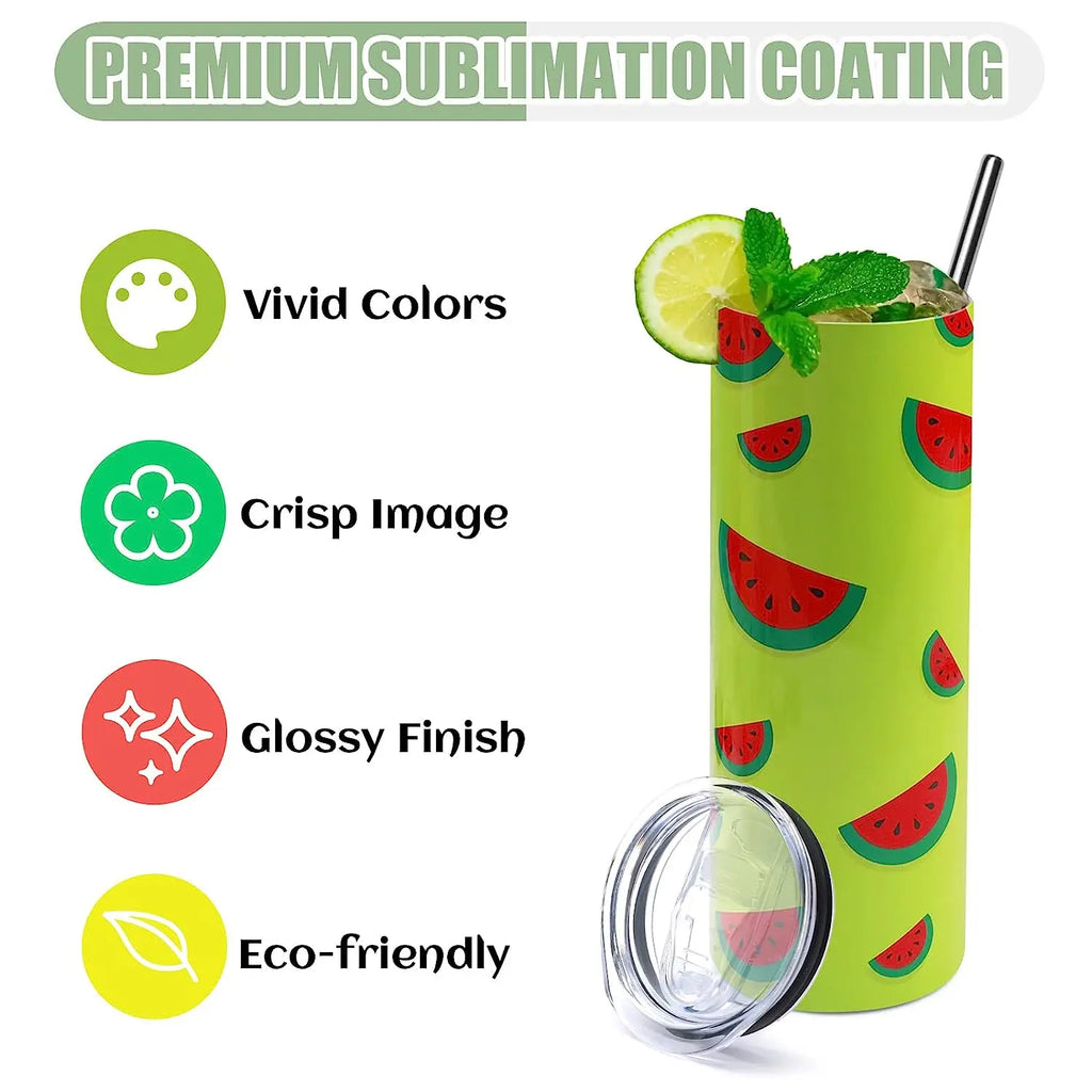 HTVRONT 8 Pack 20 OZ Sublimation Tumbler Blanks Skinny Straight in Bulk, Stainless Steel Insulated Sublimation Tumbler