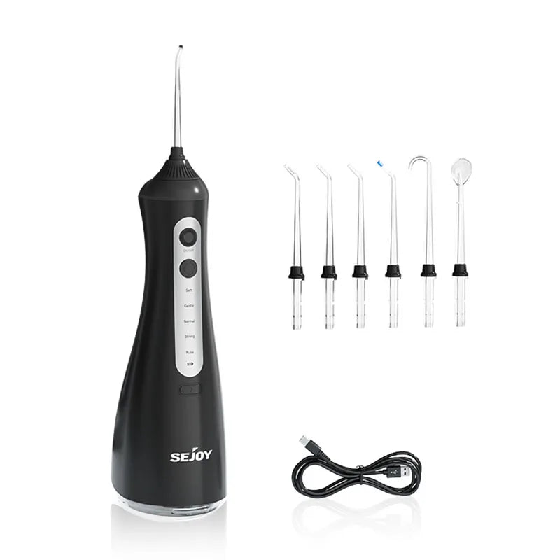 SEJOY Water Flosser Irrigator Dental Teeth Whitening strips Portable 230ML Tank 5 Modes 8 Jet Tips Washing Machine for Home