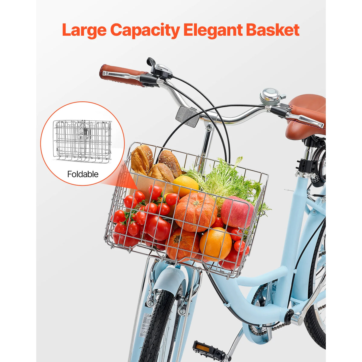 SucceBuy Cruiser Bike 24/26Inch Beach Cruiser Bike with Basket Rear Rack Adjustable Seat, Fits for Cycling, Exercise & Shopping
