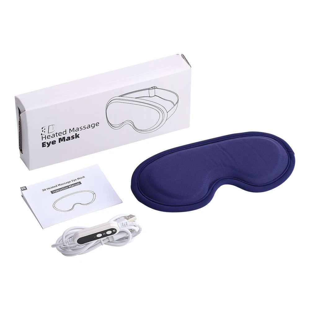 3D Rechargeable Heated Eye Mask Adjustable Heat Massage for Dry Eyes Relieves Eye Strain Sleep Aid Eyeshade for Office And Home
