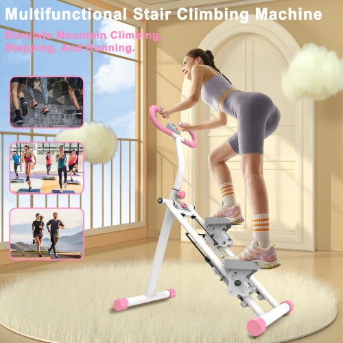 Vertical Climber Machine, Foldable Stair Stepper for Home Gym, Full Body Workout Fitness Equipment with Adjustable Handlebars, 265LBS Capacity, Blue