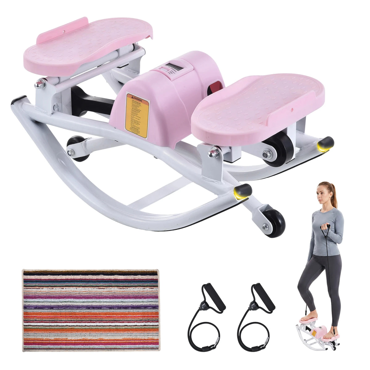 Rock Stepper Side to Side Lateral Rocking Stepper, 250 LBS Capacity Mini Stepper Machine for Full Body Workout, Low Impact Home Exercise Equipment for Apartment Office Gym Use