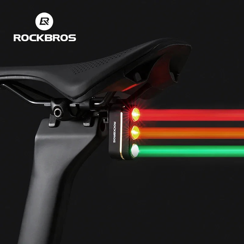 ROCKBROS Bicycle Smart Brake Tail Light MTB Road Bike Auto Brake Sensing Light IP64 Waterproof Type-C Charging Warning Taillight